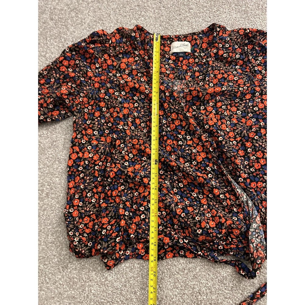 Vintage Sexy Floral Wrap Blouse Womens Large Multi Tie Front Excellent Long Slv - Picture 7 of 10
